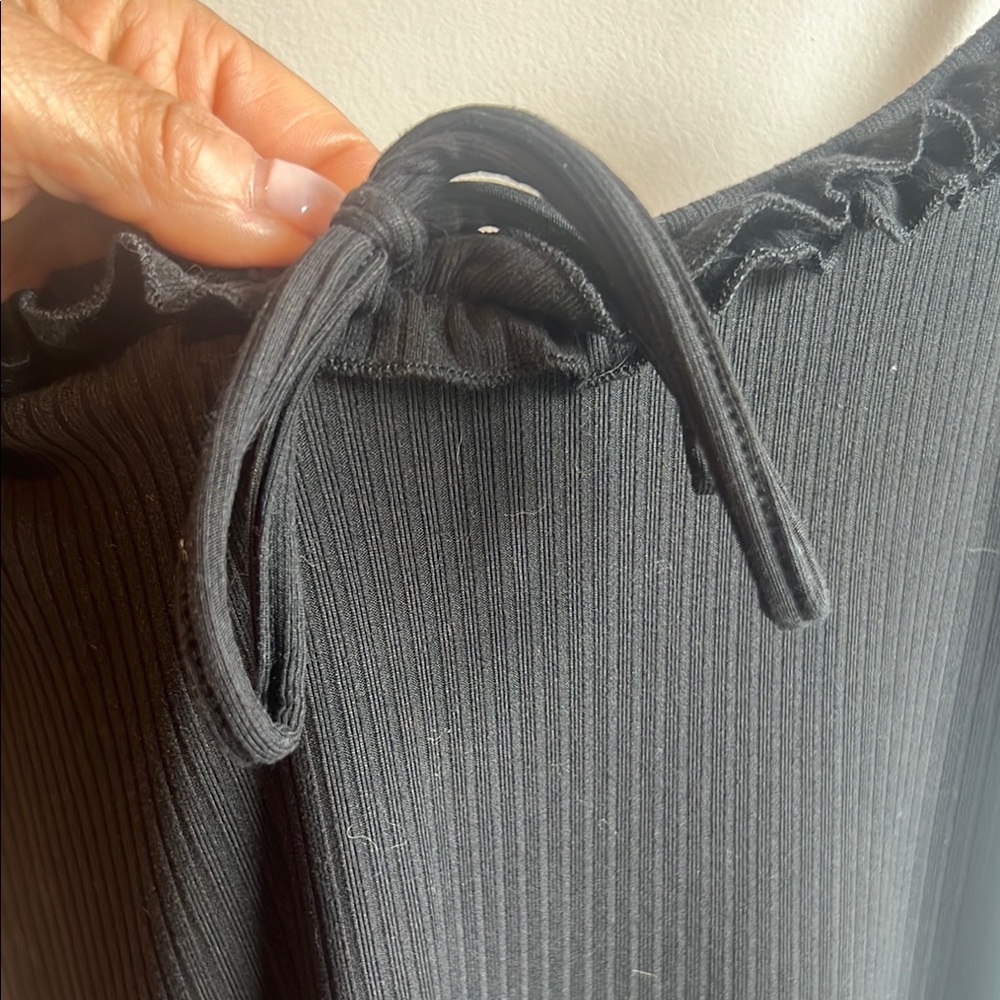 Black Ruffled Mini Slip Dress - Picture 7 of 11